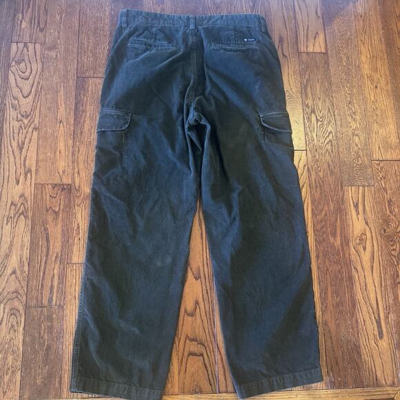Chaps Corduroy Men's Pants Flat Front 34W 28L Dark Brown Utility Pockets Vintage - Picture 5 of 12